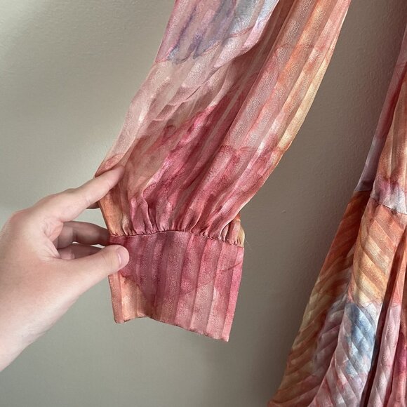 LoveShackFancy Women 4 Rainbow Cloud Silk Handkerchief Meridian Midi Dress NWT - Picture 4 of 15